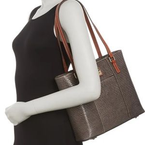 DOONEY & BOURKE SMALL LIZARD EMBOSSED LEATHER LEXINGTON SHOPPER